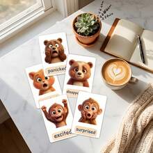 18 tarjetas flash de emociones de animales de dibujos animados - Multicolor - Ver 8
