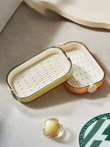 1pc Luxury Double-Layer Soap Dish, Bathroom Countertop Soap Holder - Multicolor - View 4