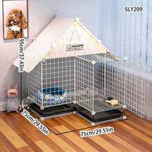 DIY Small Dog Pet House Expandable Fence Assembly Metal Cat Cage Indoor Cat Villa With Tray - Multicolor - View 1