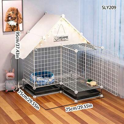 DIY Small Dog Pet House Expandable Fence Assembly Metal Cat Cage Indoor Cat Villa With Tray