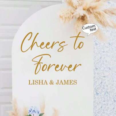 Cheers To Forever-Wedding Names And Date- Mirror Wedding Sign Vinyl Decal- DIY- Backdrop Wedding Decal- Wedding Sign Decal- Bride And Groom,Home Decor Living Room ,2026-Collection, Personalized Gift