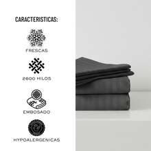 Juego de Sabanas para Cama, Sabana Bajera, Sabana Plana y Funda de Almohada, Cajon Amplio, 2800 Hilos, Premium, Tamaño Individual Matrimonial Queen King - Gris Oxford - Ver 4