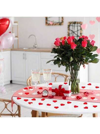 1000pcs Cute Heart-Shaped Tissue Paper Confetti, Multicolor Scattered Paper Pieces, Heart-Shaped Colored Paper - For Birthday, Proposal, Anniversary, Wedding, Mother's Day Romantic Decoration - Vibrant White And Red Heart Confetti, Used For Centerpiece Decoration, Wedding Table Decoration, Party Table Decoration, Bridal Wedding, Engagement Party, Scatter On Tables, Accent Atmosphere, Wedding Dinner Decoration, Wedding Party Glitter Confetti, Ideal For Parties, Weddings And Holiday Celebrations