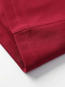 Tricou polo bărbătesc cu mânecă scurtă, culoare solidă, casual, potrivit pentru sporturi de golf, tricou polo vișiniu - Burgundia - Vizualizare 6