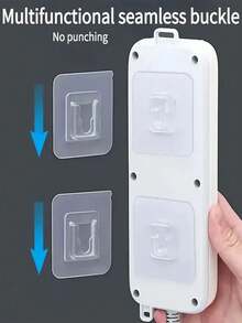 10个装壁挂式电源插座挂钩 - 悬挂式插座收纳挂钩架 - 节省空间的收纳整理架 - 适用于厨房、卧室、浴室、办公室、书桌、玄关、家居 - 理想的家居收纳用品 办公桌办公用品 办公装饰 - 透明 - 查看 2