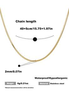 1pc Stainless Steel Minimalism Snake Chain Versatile Stacked Necklaces Gold Square Design Minimalist Chain Necklace For Women - Necklace - View 2