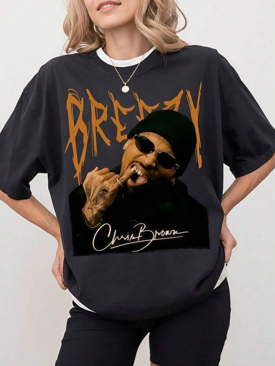 Chris Br Own Tour Breezy Bowl XX V2 Vintage Comf Ort Colors Shirt, Concert Retro 2025 Shirt, Chris Bro Summer Outfits For Women Oversized T Shirt - 黑色 - 查看 1