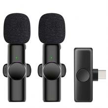 Bezprzewodowy mini mikrofon krawatowy kompatybilny z 'em i iPadem – bezprzewodowy podwójny mikrofon, plug and play, 2,4 GHz o ultraniskim opóźnieniu, wbudowany układ redukcji szumów, 5 godzin pracy, odpowiedni do tworzenia we dwie osoby, (akumulator 50 mAh) - Czarne - Zobacz 15
