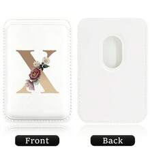 Elastic Magsafe Cardholder Slim Leather Magnetic Wallet Built In Magnet Designed Magnet Phone Bag Cover CellPhone Credit Card Holder For Apple12/13/14/15/16 Pro Max & Magsafe Case A-Z Gold Pattern - White - View 35