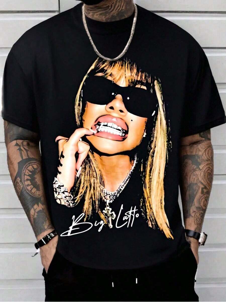 Big Latto Graphic-Shirt Design PNG DTF Poster PNG Printable Bootleg Tee Shirt Design Instant Download And Ready To Print - 黑色 - 查看 1