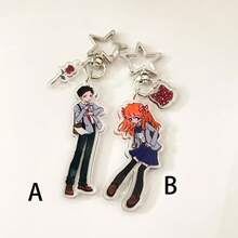 1个原创亚克力钥匙扣吊坠，卡通天使女孩，橙色头发，圣诞节和万圣节礼物，可爱休闲复古学院风女孩，亚克力钥匙扣，手机挂饰，学校纪念品，送给女朋友的礼物，季节性公司活动纪念品 - 彩色 - 查看 7