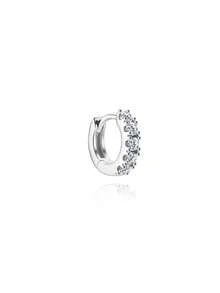 SereneSpark 1Pc 925 Sterling Silver Moissanite Classic Geometric Elements Stud Earring Flat Back Cartilage Helix Piercing Hypoallergenic Pure Silver Suitable For Women For Daily, Dates, Vacation, Wedding, Party, Holiday Gift - Silver - View 24