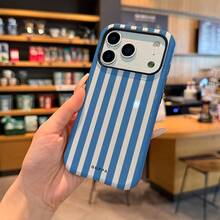 GIIPPA 一件装白蓝条纹图案手机壳，适用于 17 Pro Max、16 Pro Max、15 Pro Max、14 Pro Max，韩版时尚趣味手机壳，兼容 11/12/13/14/15/16 Pro Max Plus，优雅设计男女皆宜，是圣诞节、情人节、复活节、婚礼季和生日送给女友的绝佳礼物 - 藍色 - 查看 2