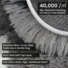 Treeboy Fluffy Area Rug Thick & Shaggy Carpet For Living Room & Bedroom Floor, Home Decor Anti-Slip Soft Carpet Floor Mat - Gray, Black and White Wavy Pattern - View 8