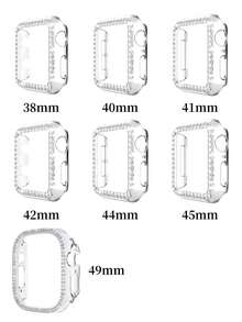 1个硬质边框多层钻石星空设计保护壳，兼容 Ultra 3/2/1系列SE、S10/S9/S8/7/S6/S5/S4/S3/S2/S1系列，防刮擦和防撞击，星空边框（不含屏幕保护膜）镶嵌水晶珠宝钻石，闪耀装饰，适用于保护套，尺寸包括38mm、40mm、41mm、42mm、44mm、45mm、46mm和49mm，高端奢华炫目设计，时尚潮流，适合年轻女孩日常佩戴。 - 淺粉色 - 查看 9