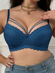 mimilemon 2 piezas Sujetador de encaje con aros para mujer de talla grande, conjunto de lencería cómoda - Multicolor - Ver 3
