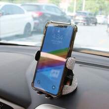 yucen Bling Bling Horizontal Car Phone Holder, Suction Cup Dashboard Mount Multi-Function Navigation Bracket - Landscape Phone Stand - View 4