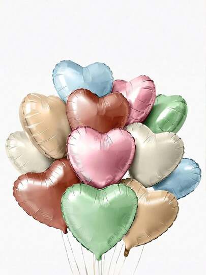 Pastel Colorful Heart Foil Balloons, 12pcs Assorted Rainbow Color Heart Balloons, 18Inch Heart Shaped Foil Balloon For Birthday Wedding Bridal Baby Shower Easter Boho Party Decorations