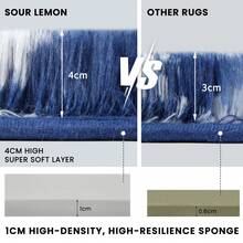 Treeboy Fluffy Area Rug Thick & Shaggy Carpet For Living Room & Bedroom Floor, Home Decor Anti-Slip Soft Carpet Floor Mat - Blue and White Wave Pattern - View 5