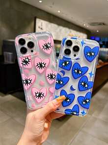 2pcs Blue & Pink Eye-Shaped Transparent Shock-Proof Anti-Slip Cushion Phone Case - Clear - View 50