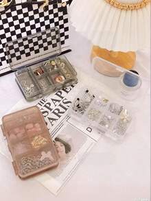 1 hộp đựng trang sức nhiều tầng dung tích lớn, hộp đựng trang sức di động với nhiều ngăn để đựng bông tai, dây chuyền, vòng tay, nhẫn, hộp trang sức chống bụi có vách ngăn, phù hợp cho phụ nữ. - Nhiều màu - Xem 6