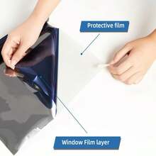 50cm X 200cm One-Way Adhesive Sun Film, Glass Sticker, Sunscreen Film, Heat Insulation Film, Privacy Film, Silver And Blue, Privacy Window Film, Sliding Door Sunscreen Film - Deep Blue Silver - View 8