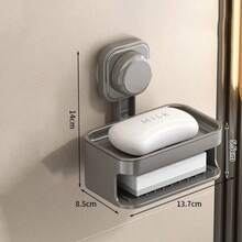 1 Piece Suction Cup Soap Dish, No-Drill Wall-Mounted Soap Holder, Bathroom Storage Rack, Wall-Mounted Wash Area - Suction Cup - View 3