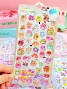 3D/DIY Stickers, Transparent Solid Stickers, Interchangeable Collectible 3D Stickers, Reusable Self-Adhesive DIY Decorative Stickers, Children's Interactive Stickers, Daily Decorative Stickers, Party Decorative Stickers, Children's Sticker Games, Office And School Decorative Stickers - Multicolor - View 9