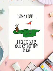 1pc "May This Be Your Best Birthday Ever" Greeting Card, Suitable For Gifting To Golfers, Fathers, Uncles On Their Birthday (Includes Random Envelopes) Back To School,Back To School,School Supplies - Type a - View 2