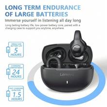 联想EA420蓝牙耳机，耳挂式带麦克风，TWS低延迟运动耳机，超长续航，开放式佩戴舒适，无线耳机，联想原装耳机 - 黑色 - 查看 5