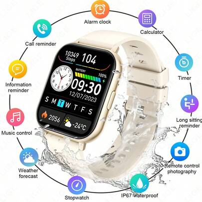 LIGE New Women's Smart Watch, Multi-Function Life Waterproof, Over 100 Sports Modes, Call Reminder, Weather Forecast, Period Reminder, Sports Tracking, Multi-Color Strap, Women's Sports Watch, Women's Holiday Gift