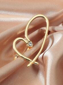 1pc Asymmetrical Heart Shaped Exaggerated Fashion Ring For Women - Gold - View 3
