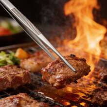 2pcs Stainless Steel Cooking Tongs, BBQ Tongs, Food Clip, Suitable For Salad, Vegetables, Meat, Easy To Clean, Space-Saving Practical Kitchen Tool - 2pcs [Straight + Curved] - 25cm Long - View 6