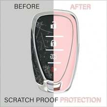 Dfor Chevy Key Fob Cover With Keychain Soft TPU Protection Case Compatible With 2016-2025 Chevy Equinox Malibu Camaro Cruze Blazer Traverse Trax Bolt 4-Buttons  Trim Pink - 皮革鍍鉻/粉紅色 - 查看 2