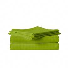 Juego de Sabanas para Cama, Sabana Bajera, Sabana Plana y Funda de Almohada, Cajon Amplio, 2800 Hilos, Premium, Tamaño Individual Matrimonial Queen King - Verde Limón - Ver 2