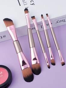 8-Piece Rose Gold Double-Ended Makeup Brush Set With Olive-Cut Portable Makeup Brush Set New Style Makeup Tools - Multicolor - View 6