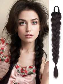 18 Inch Women Synthetic Fiber Ponytail, Including Low Ponytail, Double Ponytail, High Ponytail, Long Twist Braid, Side Single Ponytail, Twist Boxer Braid, Suitable For Daily Wear - Light Brown - View 12
