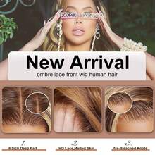 200%高密度预拔毛假发，漂白发结，带婴儿绒毛，无需胶水，采用巴西原生人发混纺，自然波浪蕾丝前假发，自然色，无需胶水，即戴即用。 - SP4/27 - 查看 10