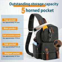 NEWHEY 男士防盗胸包，防水单肩包，适合徒步旅行，黑色/棕色 - 彩色 - 查看 4