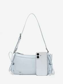 1 chiếc túi đeo vai/túi xách tay dáng baguette màu vàng in họa tiết da báo, lót trong lộ nơ kiểu cổ điển, thích hợp cho các buổi hẹn hò, đi chơi, tiệc tùng. - Nhiều màu - Xem 3