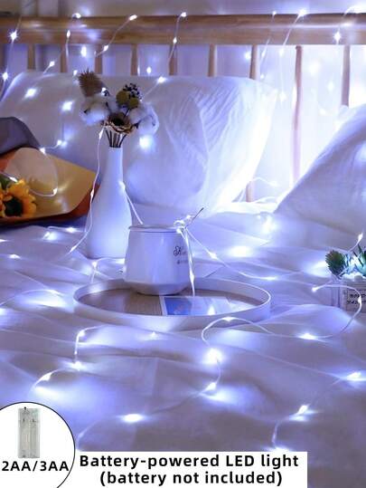 1pc 10/30/50/100 Ledライト電池式ストリングライト、スキンライン付き、寝室の装飾、誕生日パーティー、プロポーズ、結婚式、休日、小さなギフトに最適