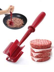 1PC Heavy Duty Manual Meat Grinder & Slicer, With Heat Resistant Plastic Masher, Multipurpose Meat Mincer For Beef, Turkey & Hamburger Patties, Practical Meat Crushing Tool For Barbecue And Beef Dish Making - Multicolor - View 3
