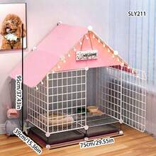 DIY Small Dog Pet House Expandable Fence Assembly Metal Cat Cage Indoor Cat Villa With Tray - Multicolor - View 4