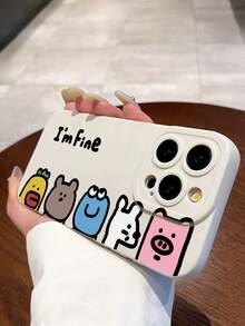 Fashionable, Personalized, Cute Cartoon Image Design Theme Luxury Shock-Proof Stylish Cute Phone Case, Raised Camera Protection, Compatible With 17/17Pro/17Pro Max, 16, 15, 14, 13, 12, 11 Plus/Pro Max And Series, Suitable As New Year, Easter, April Fool's Day, Birthday Gift For Girlfriend, Boyfriend, Friends Or Yourself. - White - View 4