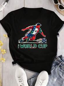 2026 Unisex New Popular Casual T-Shirt 2026 World Cup USA T-Shirt ,World Cup Shirt,USA World Cup Sweatshirt,World Cup Tee Fun Printed Round Neck Short Sleeved T-Shirt Suitable For: Sports Events/Holiday Parties/Outings/Sports And Other Holiday Gifts - màu đen - Xem 4