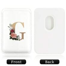 Elastic Magsafe Cardholder Slim Leather Magnetic Wallet Built In Magnet Designed Magnet Phone Bag Cover CellPhone Credit Card Holder For Apple12/13/14/15/16 Pro Max & Magsafe Case A-Z Gold Pattern - White - View 20