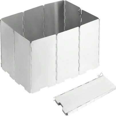 10 piezas/12 piezas/14 piezas/16 piezas Placas para parabrisas, Parabrisas para cocina de camping, Placa de aislamiento para parabrisas, Parabrisas plegable de acero inoxidable para exteriores con bolsa con cordón