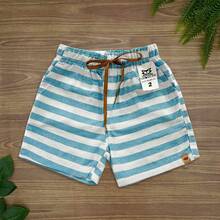 Set Of 3 Premium Linen Shorts For Children And Teens, Bermuda Style, Sizes 2-16 - Baby Blue - View 2