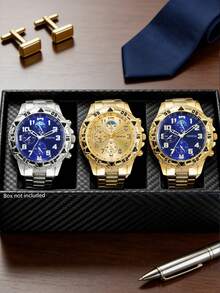 3PCS Men's 3 PiecesWatch Set – Versatile Business-Style Timepieces, Perfect For Gifting! - Multicolor - View 2