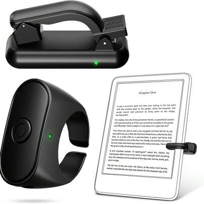 Telecomando senza fili per passare le pagine e scattare foto, compatibile con Kindle Paperwhite, eReader Kobo, smartphone e tablet Android, batteria ricaricabile al litio-polimero, ricarica USB, connessione senza fili